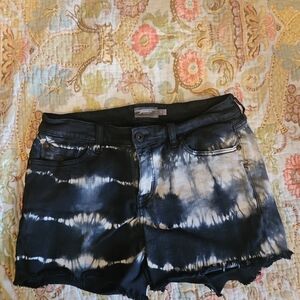 Torrid Size 12 Black & White Tie-dye Denim Cut Off Shorts